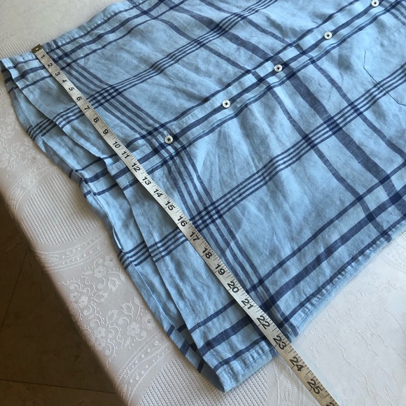 Southern Tide Blue Plaid Button-Down Shirt Trim-Fit Men’s Size L 100% Linen Top - Picture 10 of 16